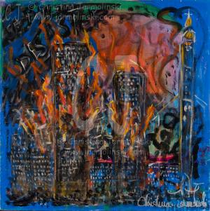 9/11 mixed media by Christina Jarmolinski