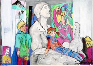 Mixed Media painting by Christina-"a corner of my studio."