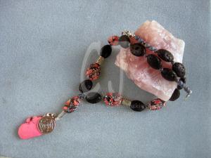 Black Lava and Pink Turquoise "ART JEWELRY"by Christina Jarmol