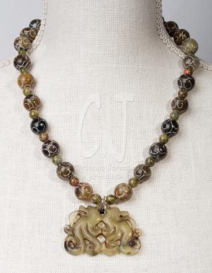 Green Jade Handcarved Pendant