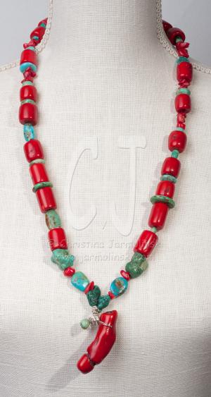 Tibetan Antique Corals and Turquoise Spirit by Christina Jarmolinski