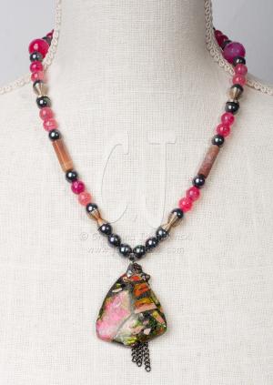 Pink Mosaic Necklace by Christina Jarmolinski