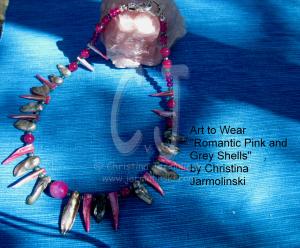 Romantic pink and grey Oyster Shells "ART JEWELRY" by Christina Jarmolinski