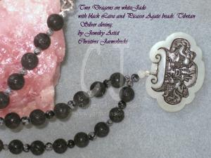 Two Dragons on White Jade "ART JEWELRY" by Christina Jarmolinski