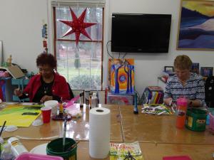 Students creating Zen Art  in my studio
