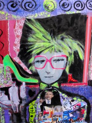 Andy Warhol and Obama Mixed Media by Christina Jarmolinski