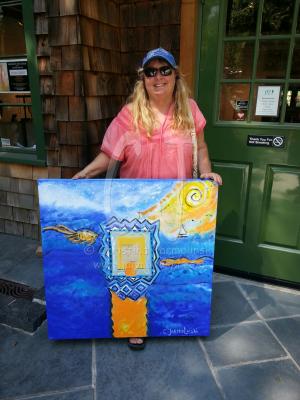 Christina in front of Rehoboth art center in Delaware