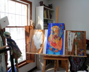 My studio after a night of snow-seems toget my creative juices flowing  by Christina Jarmolinski