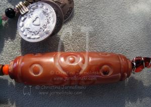 Carved Carnelian Bead from Tibet designed by Christina Jarmolinski