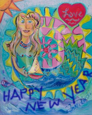 Funky Mermaid- acrylic-Christina Jarmolinski - sold