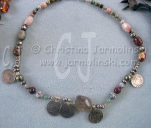 Herkimer Diamond combined with Antique Afgan Coins by Chrisitna Jarmolinski