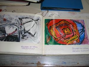 Umbrella in B/W and color -  excerpts out of Sketchbook by Christina Jarmolinskiki
