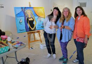 Christina and her 2 visitors at the Art Competition