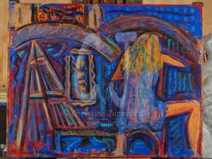 The Model resting in the studio