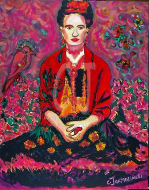 Frida in Field of Flowers