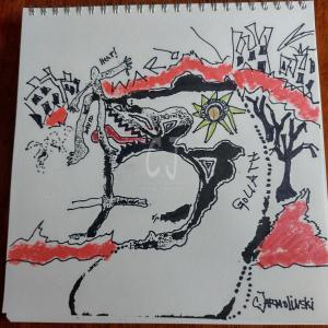 Christina - Jarmolinski - fine art -  War-  in-  the - Ukraine -Devastation -David-and - Goliath     and Goliath