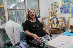 Wendy talking art with me in my studio.