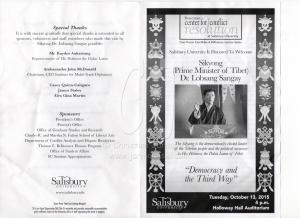 Prime Minister  Dr. Lobsang Sangay in Salisbury, MD.