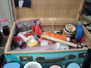 My Opened Studio Suitcase by Christina Jarmolinski