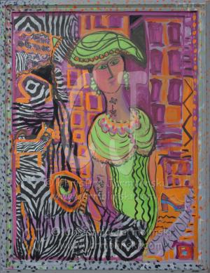 The Tatooed Woman with the green Hat in the Urban Jungle by Christina Jarmolinski