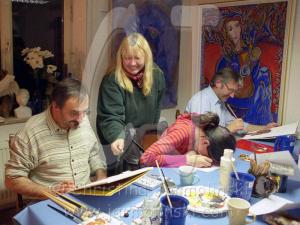 I am teaching some of my students in the Malerhof.