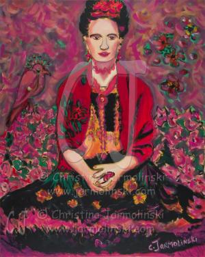 Frida in Fields of Flowers by Christina Jarmolinski