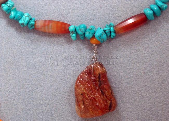  Argentinean Amber with Turquoise Nuggets by Christina Jarmolinski