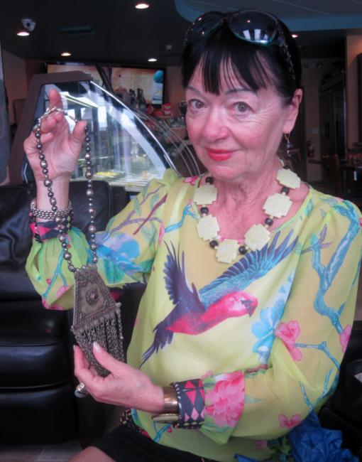 Art Jewelry Collector with Afghan Creation by Christina Jarmolinski