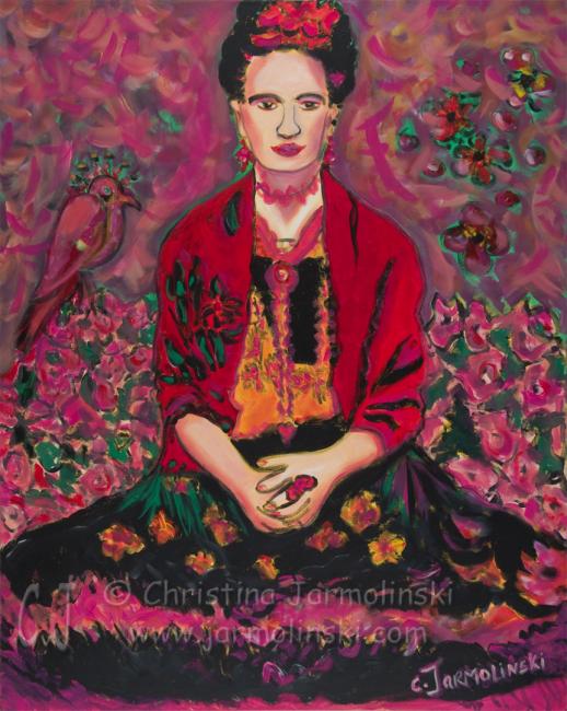 Frida Kahlo in Fields of Flowers by Christina Jarmolinski