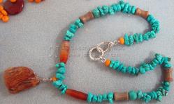  Argentinean Amber with Turquoise Nuggets by Christina Jarmolinski