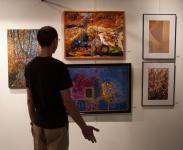 Art Collector discussing my Abstracts with me