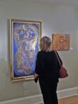 Art LOver viewing Gloria at AIG Gallery Salisbury -Abstract Art Show