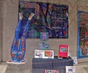 Christina Jarmolinski's art in the window by Christina Jarmolinski