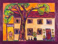 Der Malerhof acrylic on wood by Christina Jarmolinski