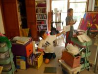 Thomas and RJ helping me with my studio mess.