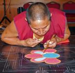  Tibetan Monk starting the Sand Mandala Day 1
