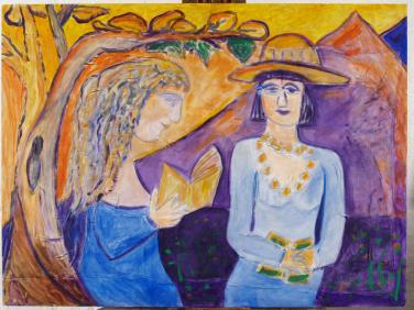 Two Friends reading under a Tree by Christina Jarmolinski